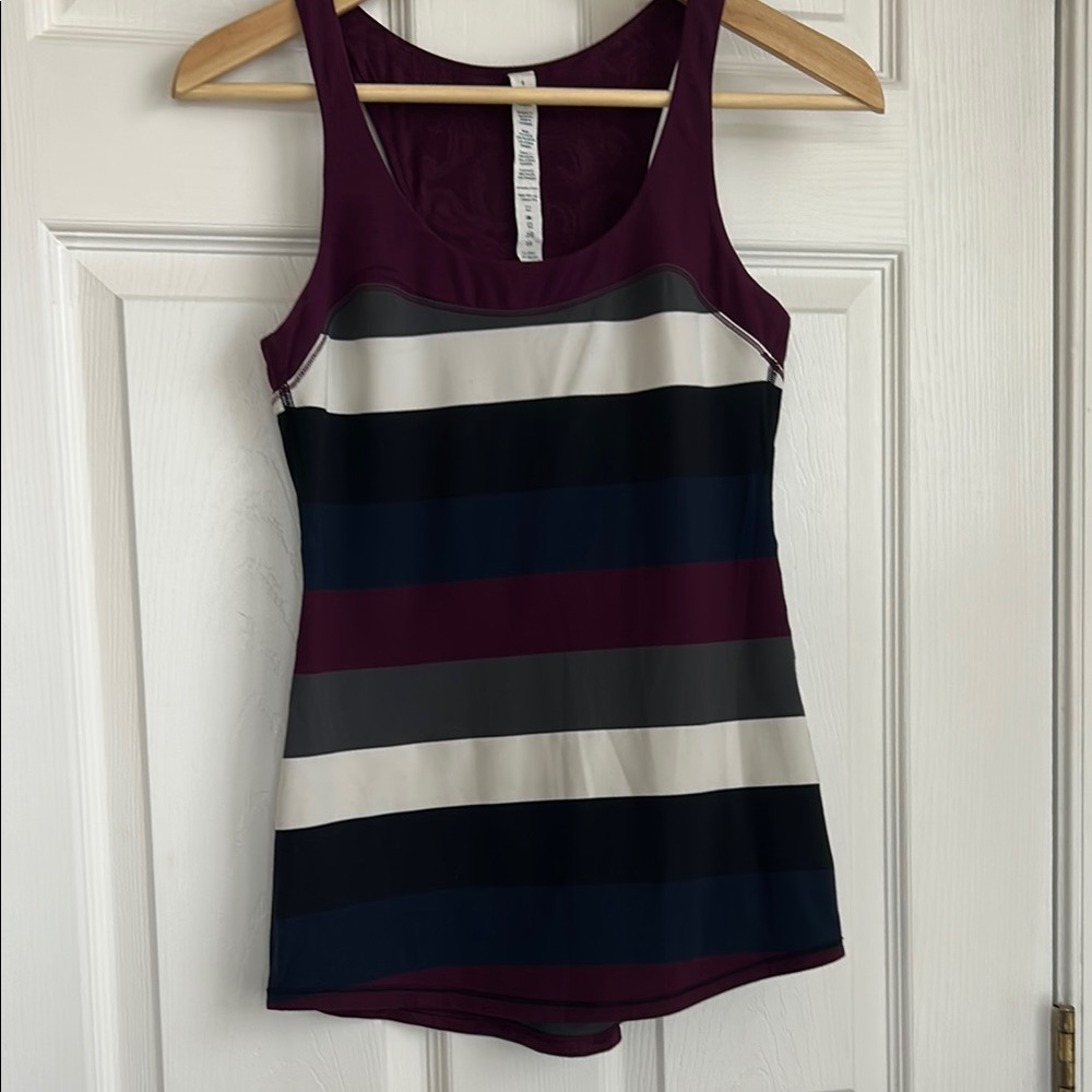Lululemon Athletica Striped Tank Top - Purple, Black, Gray, White